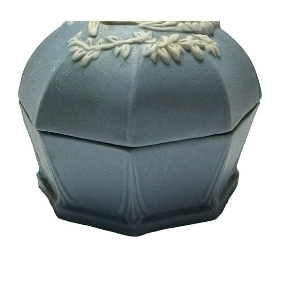 Trinket Boxes Vintage Lot of Two (2) Pink Alabaster "To Mother" Blue Jasperware - Picture 8 of 8